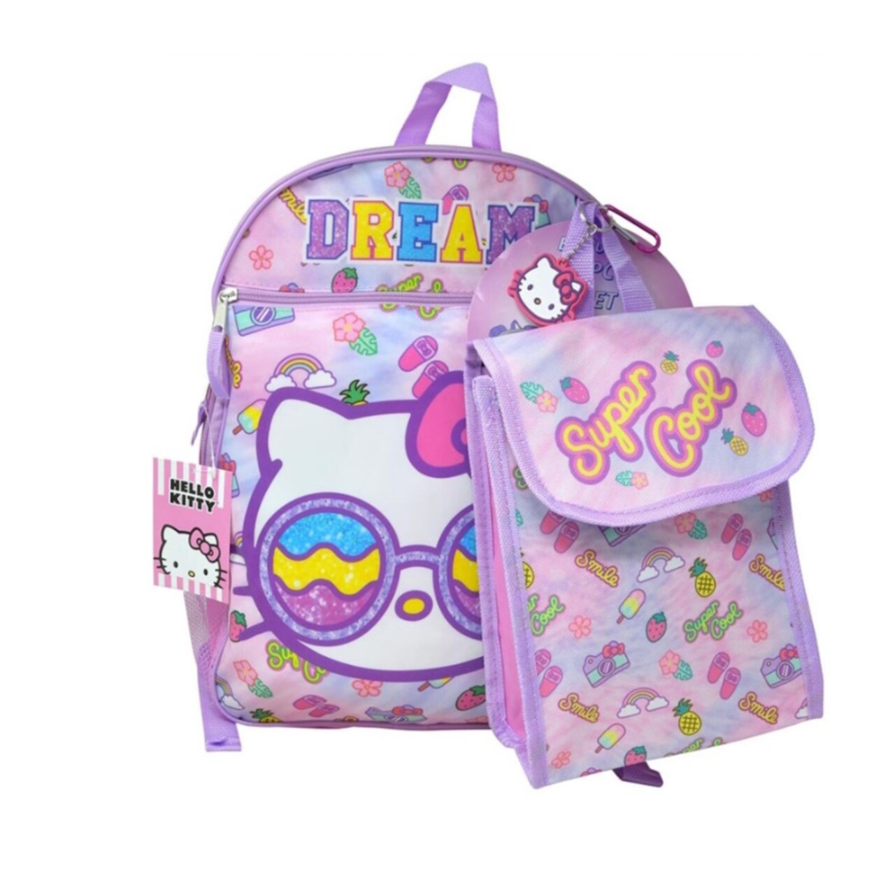 Hello Kitty 16" 4pc Backpack Set with Lunch Kit, Key Chain & Carabiner